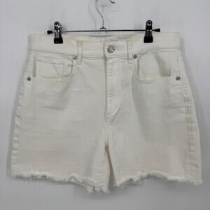LOFT White Denim High Rise Cut Off Frayed Hem Shorts Women's Size 6